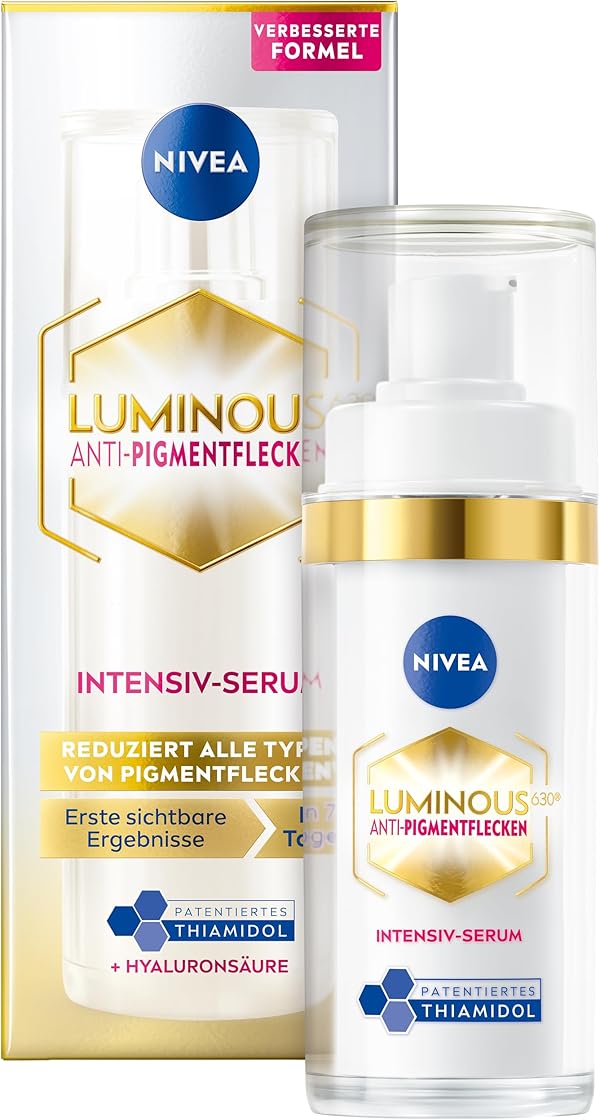 NIVEA LUMINOUS630 Anti-Pigmentflecken Intensiv-Serum, Gesichtspflege mit Thiamidol für einen ebenmäßigeren & strahlenderen Teint, Serum gegen Pigmentflecken (30 ml)