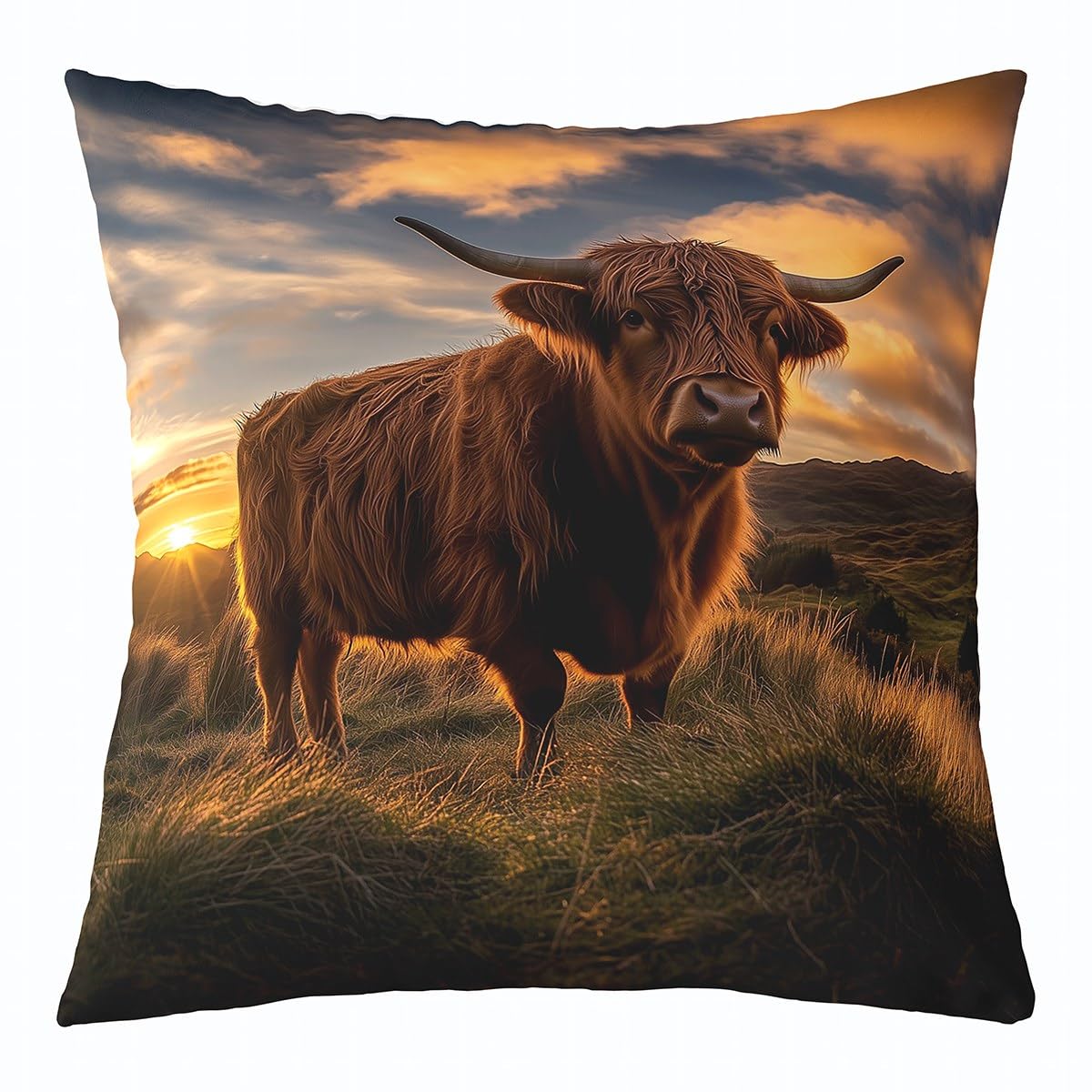 Homemissing Highland Cattle Cushion Covers Set of 1 45x45cm For Kids Boys Girls Teens Highland Cow Pillow Covers Wildlife Animal Pillow Case For Sofa Bed Chair — image 1