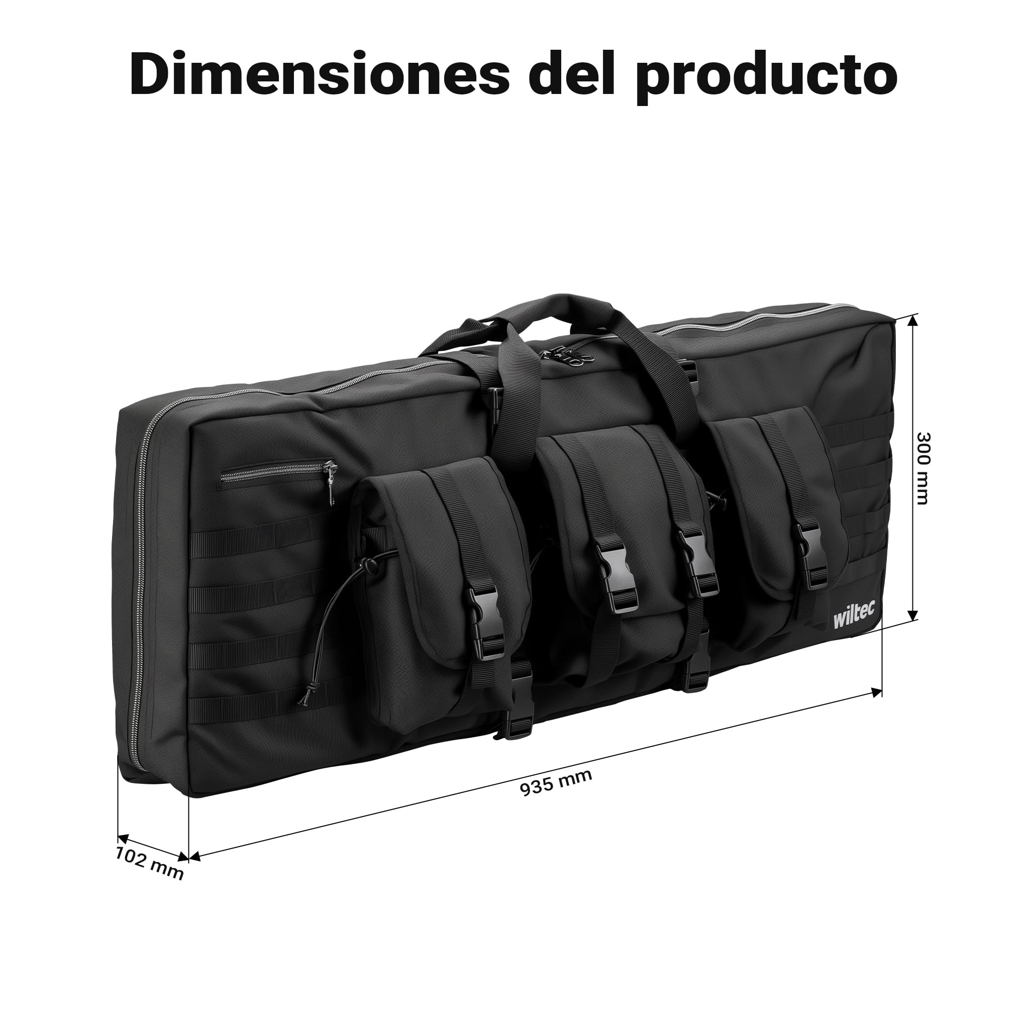 WilTec Funda para Rifle Tipo 2 Repelente al Agua, Acolchada, con Cremallera y Fabricada con Material Exterior Resistente