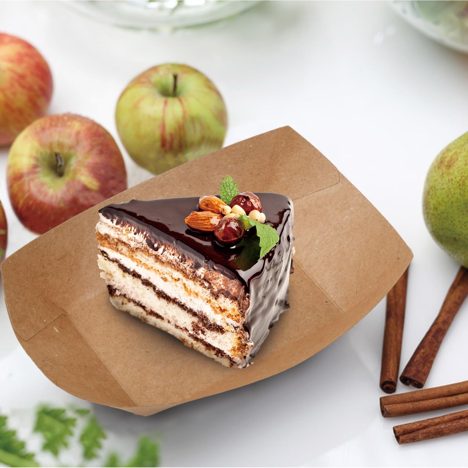 100 sztuk tacy kraft 20 × 12,5 cm taca do smażonej żywności, tacki z tektury kraftowej, kartonowe miski na chipsy ziemniaczane przekąski i inne artykuły spożywcze na imprezy piknikowe