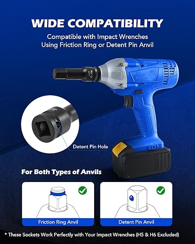 Vista 20 de Orion Motor Tech Juego de llaves de vaso Torx, 8 piezas de 1/2 pulgada de impacto Torx juego de dados T30 T40 T45 T50 T55 T60 T70 y T80, juego