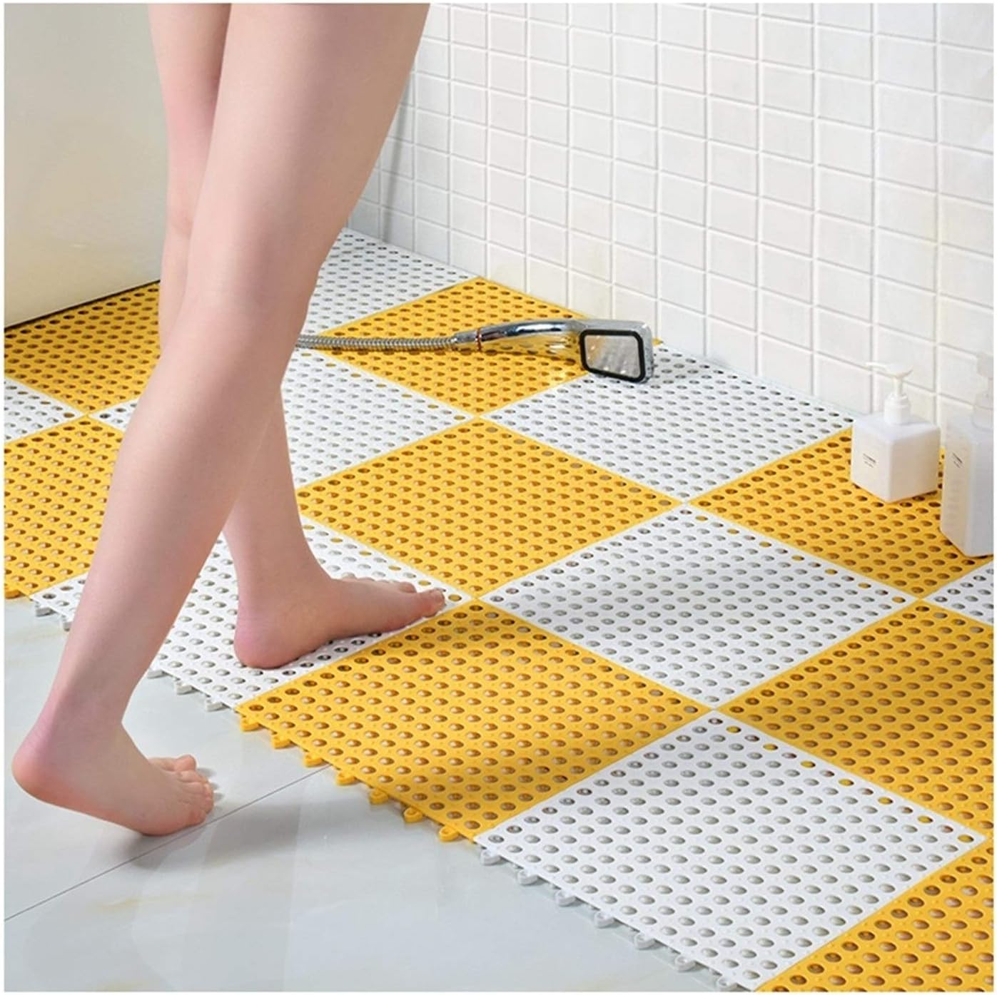 Bathroom Non-Slip Mat Anti-Fall Shower Room Foot Pad Large Hand Washing Bathroom Carpet WC Waterproof Mat, 30x30cm, 1cm Thick ALGFree (Color : A, Size : 15PCS)