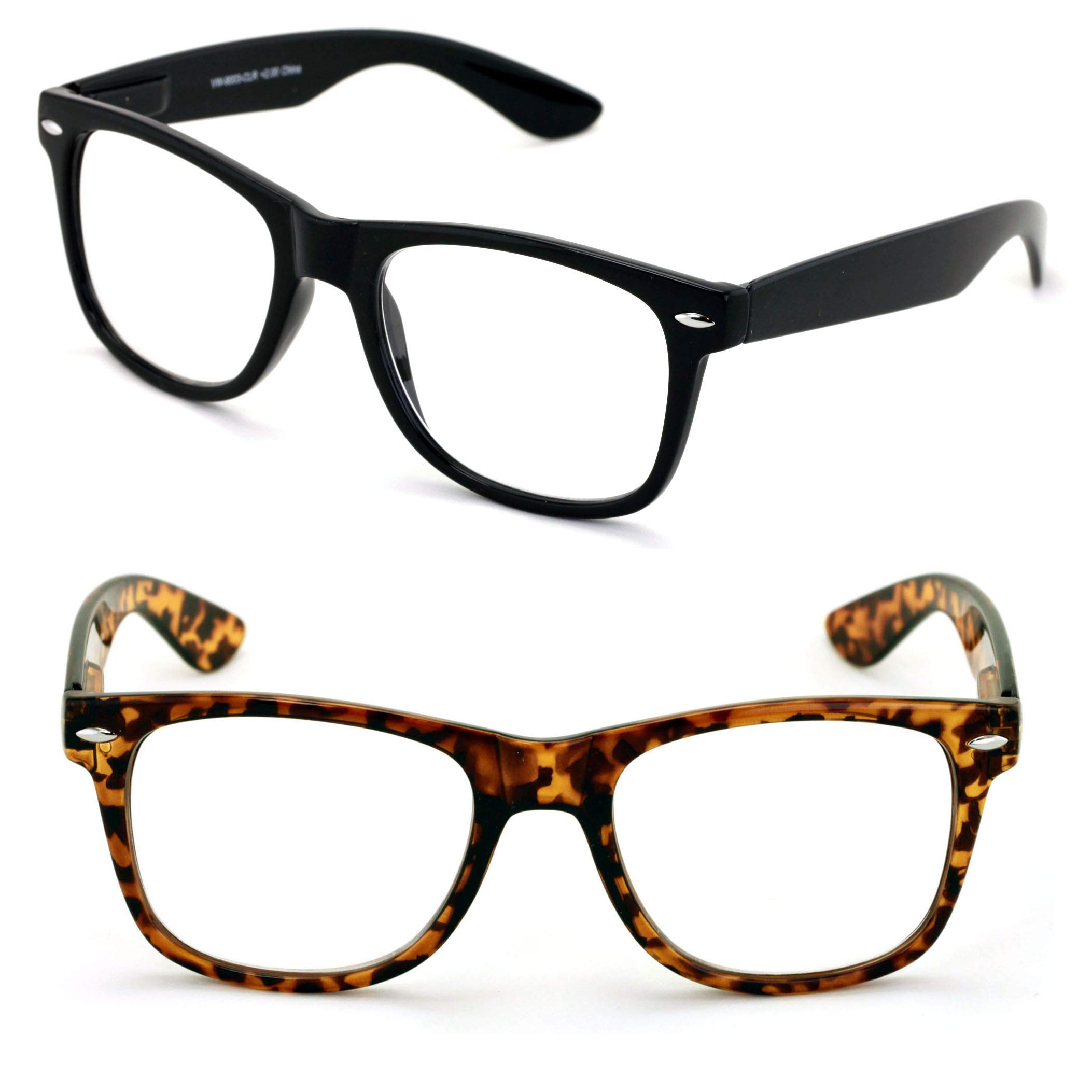 V.W.E. 2 Pairs XL Large Reading Glasses - Oversized Wide Fitment Clear Lens - Powers From 1.00 to 6.00 Readers