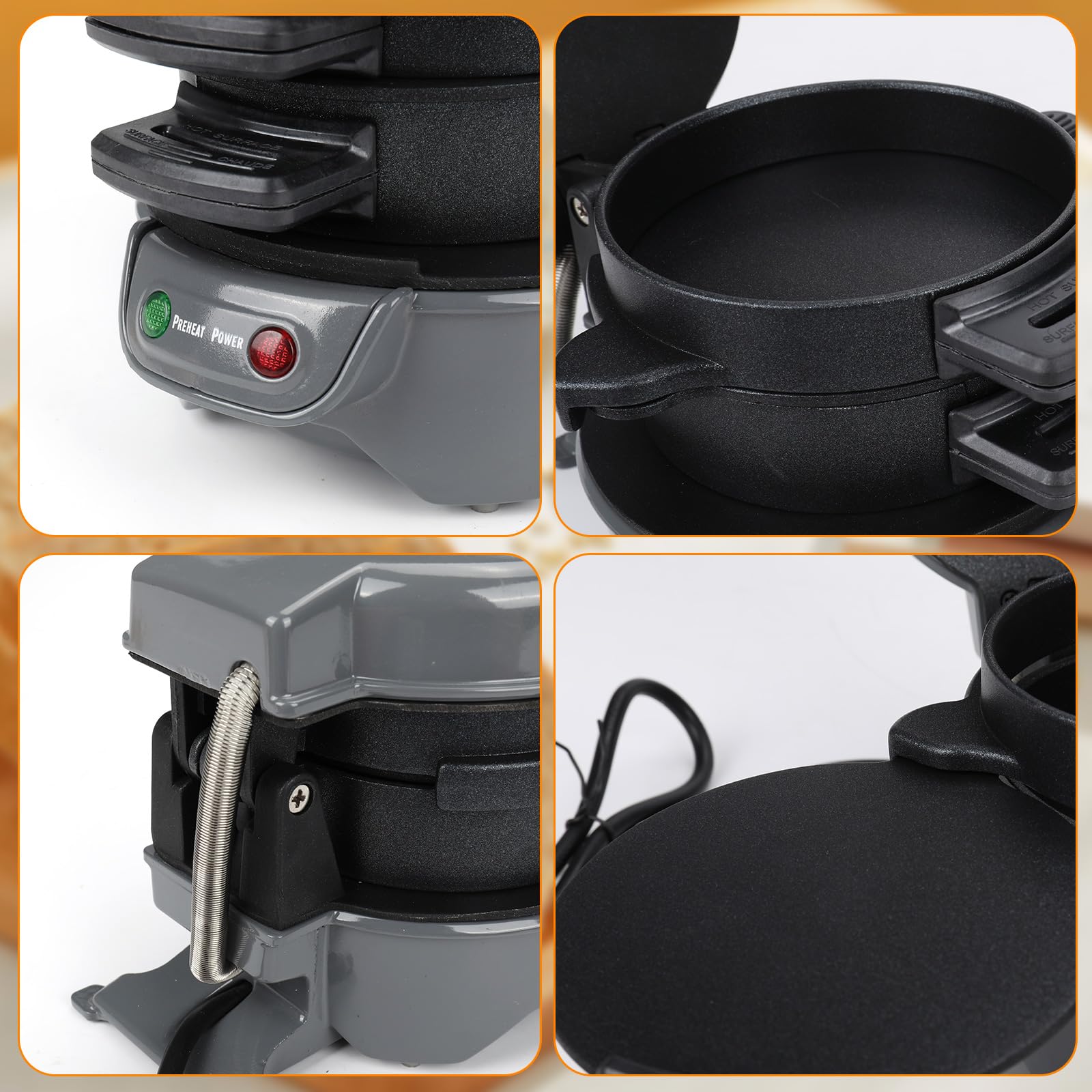 Sandwich - Tostapane per hamburger maker, efficienti piastre riscaldanti antiaderenti, lavabili in lavastoviglie, 600 W, per pane, per colazione, casa, cucina, pancake, colore: grigio argento
