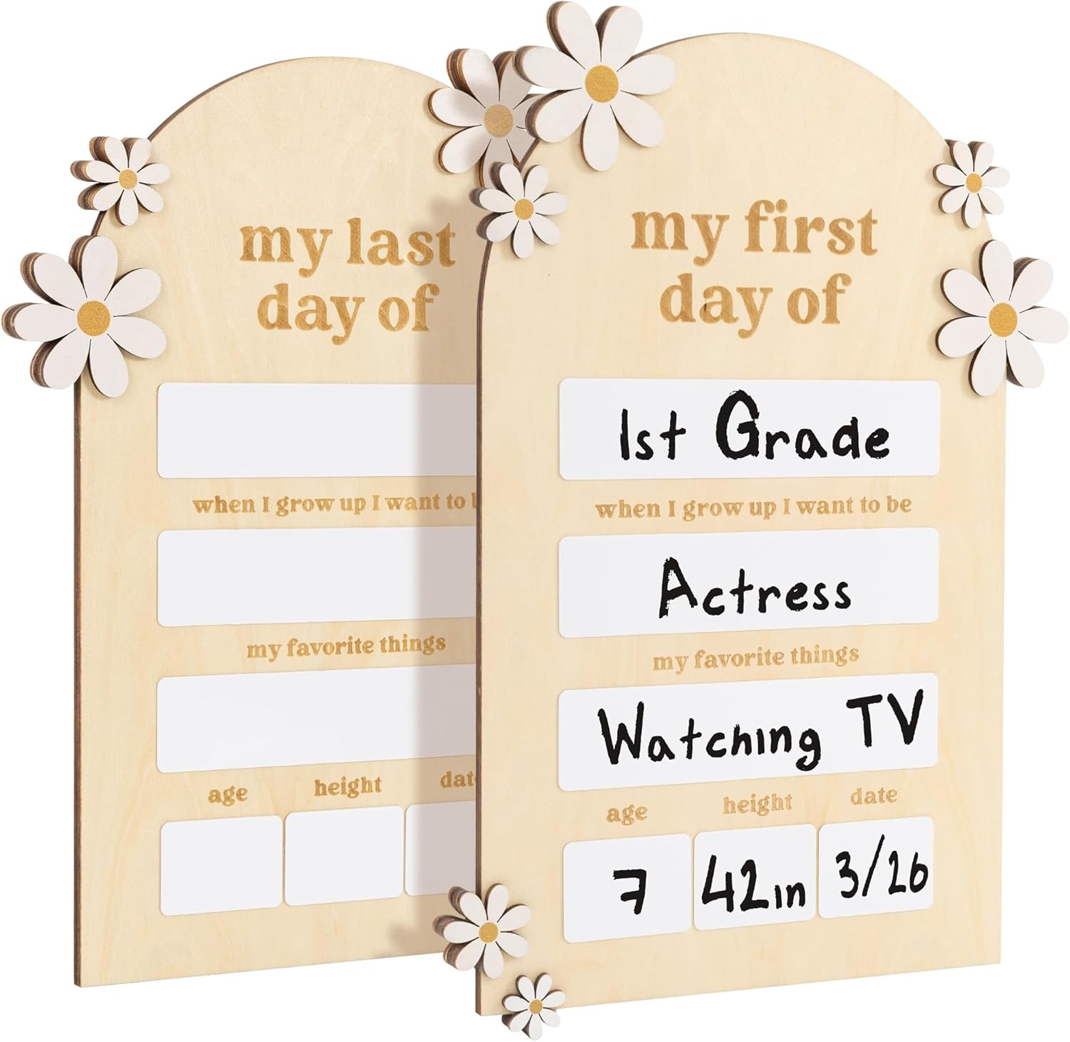 Beautiful Wooden First and Last Day of School Board Sign - Modern and Large Back to School Sign for Lasting Memories - Perfect Wooden Dry-Erase Photo Prop for Kindergarten