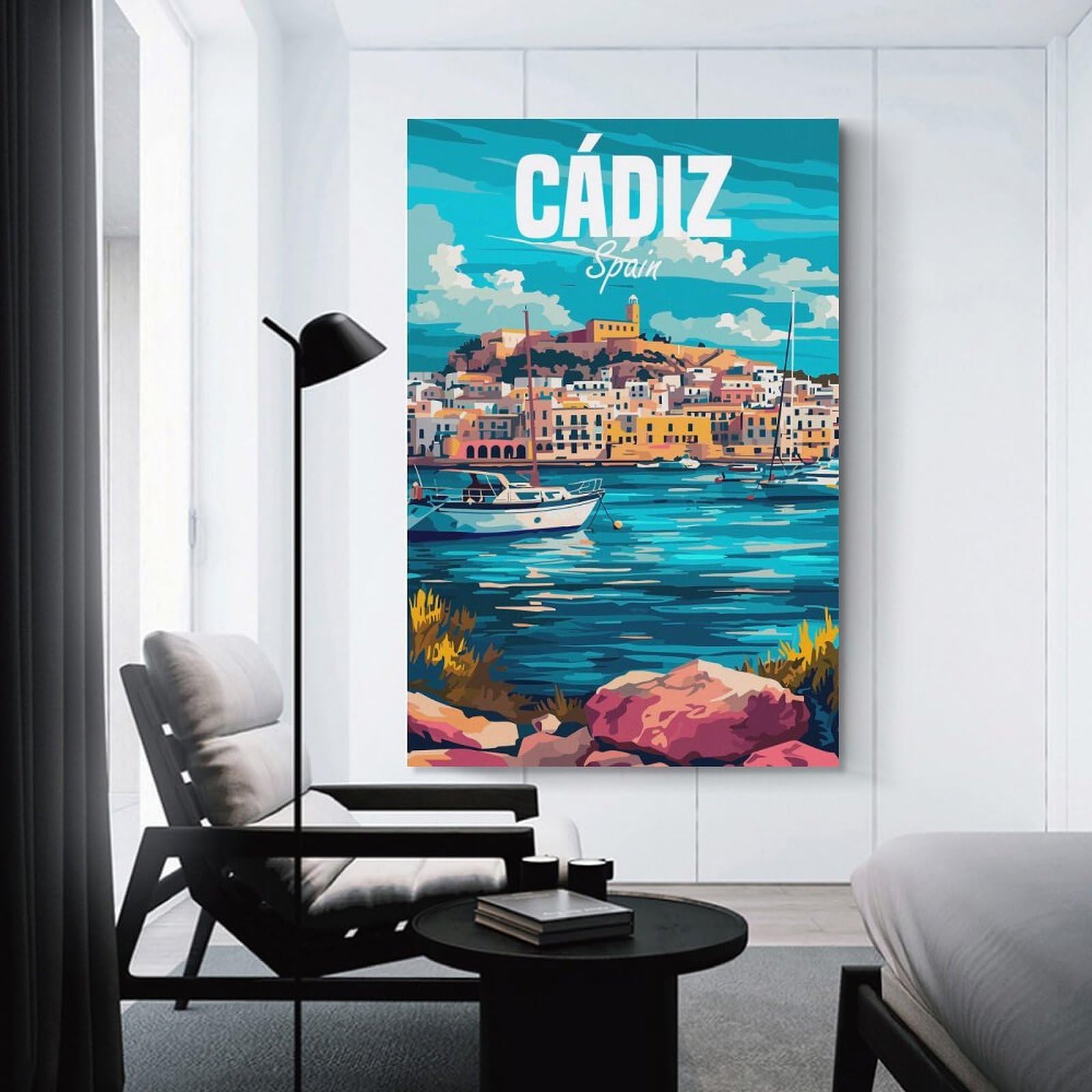 Junmoney Cadiz Spain Canvas Art Print, 24x36inch(60x90cm), for Small Homes, Bedrooms Or Open Spaces, Wall Decor with Flexible Room Appeal