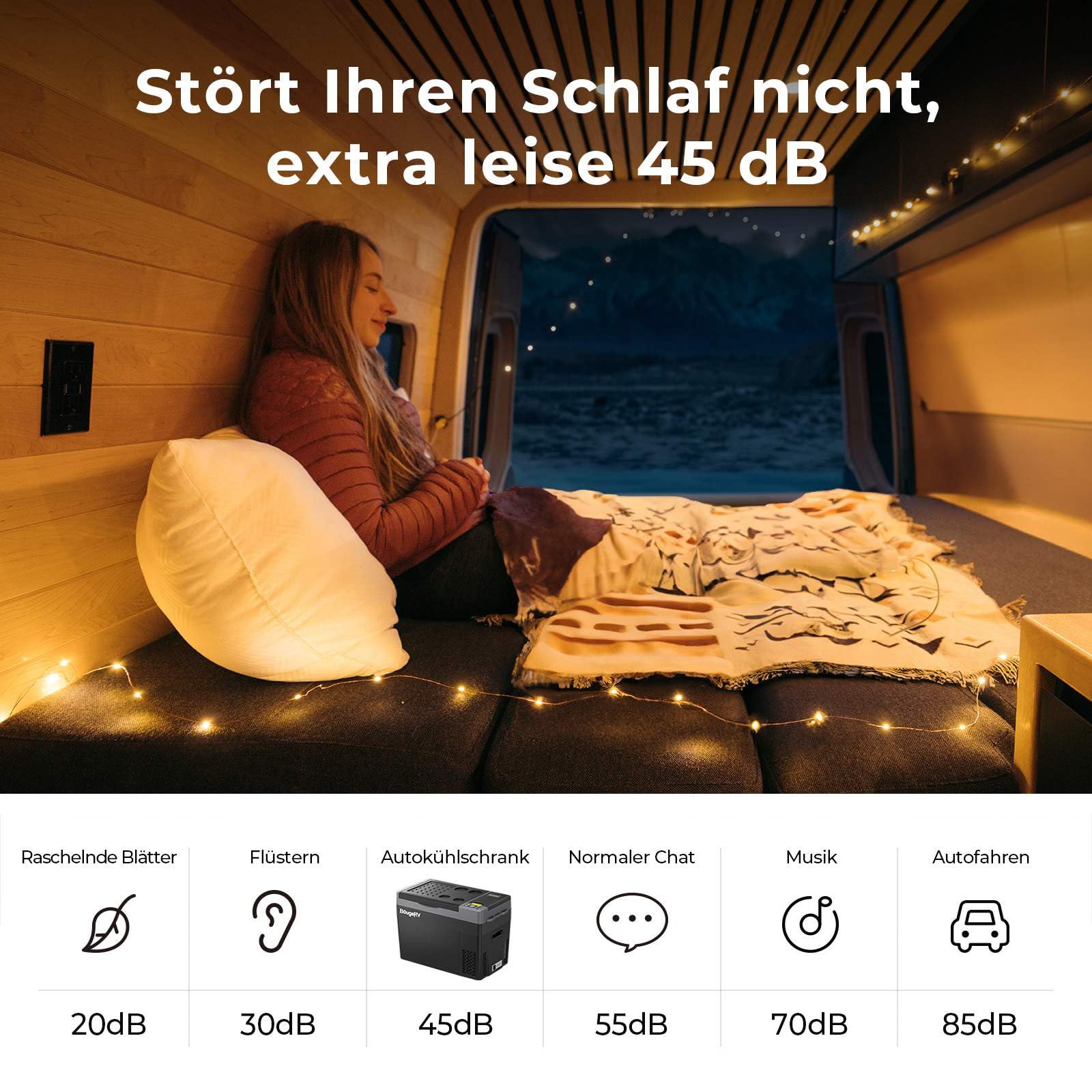 BougeRV CRPRO Kompressor Kühlbox 12v, 20 Liter Auto Kühlbox(-22℃~10℃), 12/24V DC &110-240V AC Tragbarer Auto Kühlschrank, 12v Kühlschrank, für Auto, Camping, Reisen (Aktualisierte Version)