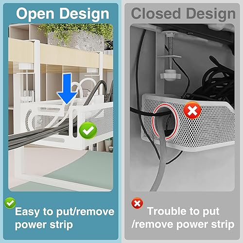 Miniatura 6 de Bandeja de gestión de cables para debajo del escritorio sin necesidad de perforar, SONATURE organizador de cables de 15.7" para mesa, organizador de