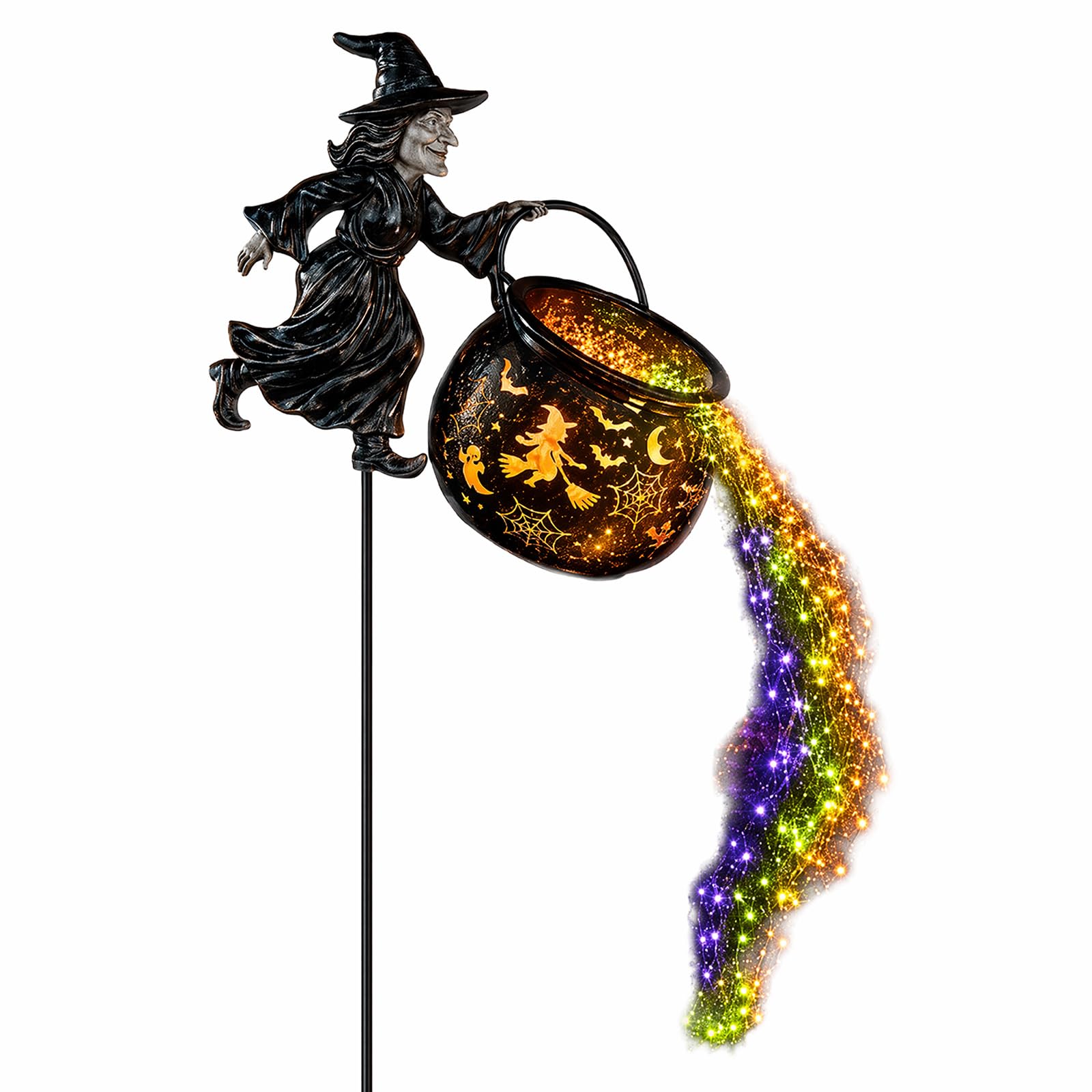 Halloween Witch Cauldron, Halloween Cauldron Garden Light Metal Flying