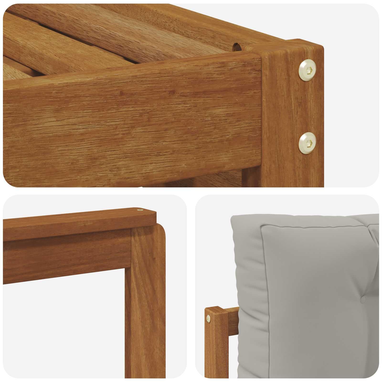 vidaXL Zestawy sof 7 pcs Naturalny i Jasny Szary Lite Drewno Akacji, Ogród, Wygodny zestaw wypoczynkowy, Siedzenie na zewnątrz, Patio, Nowoczesny taras, Meble wygodne