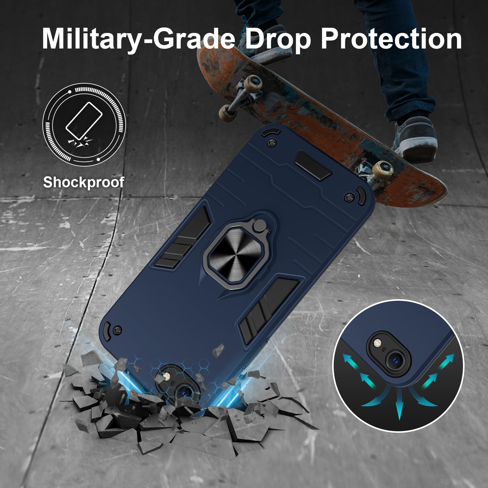 Funda para Xiaomi Redmi Note 15 Pro 5G, Carcasa Antigolpes con Soporte anular metálico, Case Protectora de Grado Militar, Azul — view 121