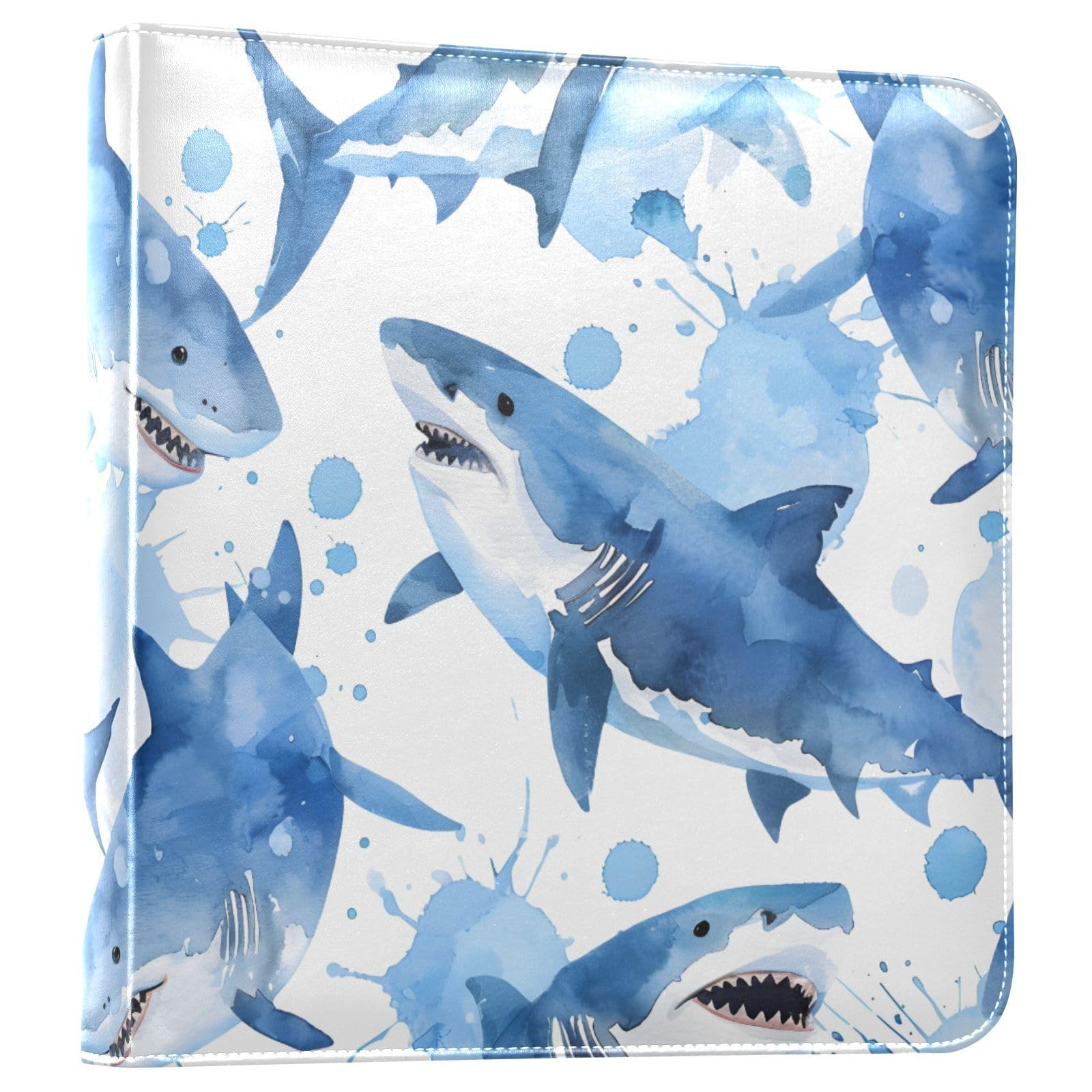 JIPONI Shark Blue Color Large Photo Album, DIY Leather Cover Scrapbook Albums for 4x6 5x7 6x8 Pictures, Self Adhesive Memory Book for Wedding, Baby, Family