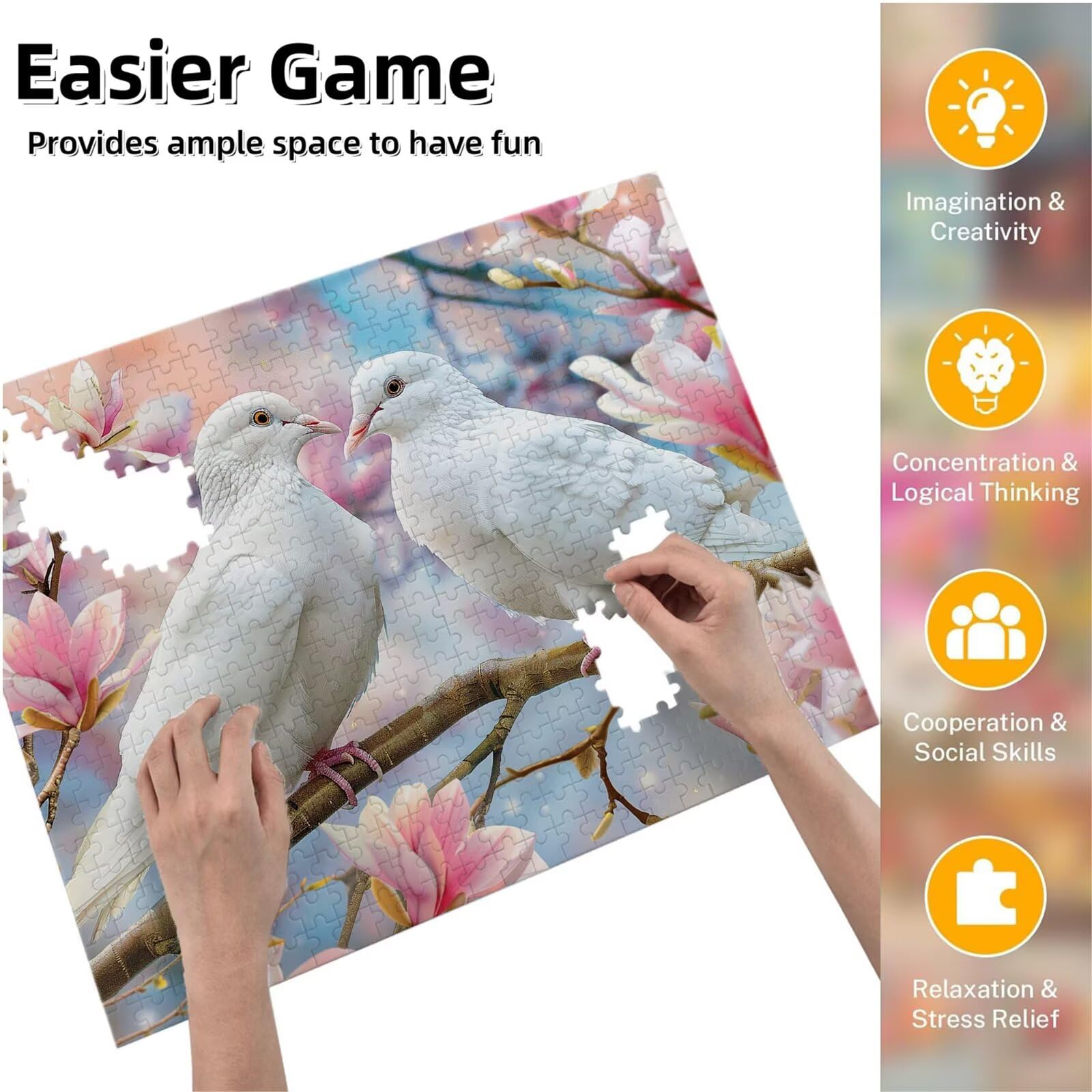 Puzzle de 4000 Piezas,Rompecabezas Adultos,Imposible,Difícil,Desafiante,Juegos de Rompecabezas DIY Toda la Familia,Regalos Mujeres,Regalos Hombres,Pasatiempo Creativo,Tema: Paloma Blanca Animal K0F-1
