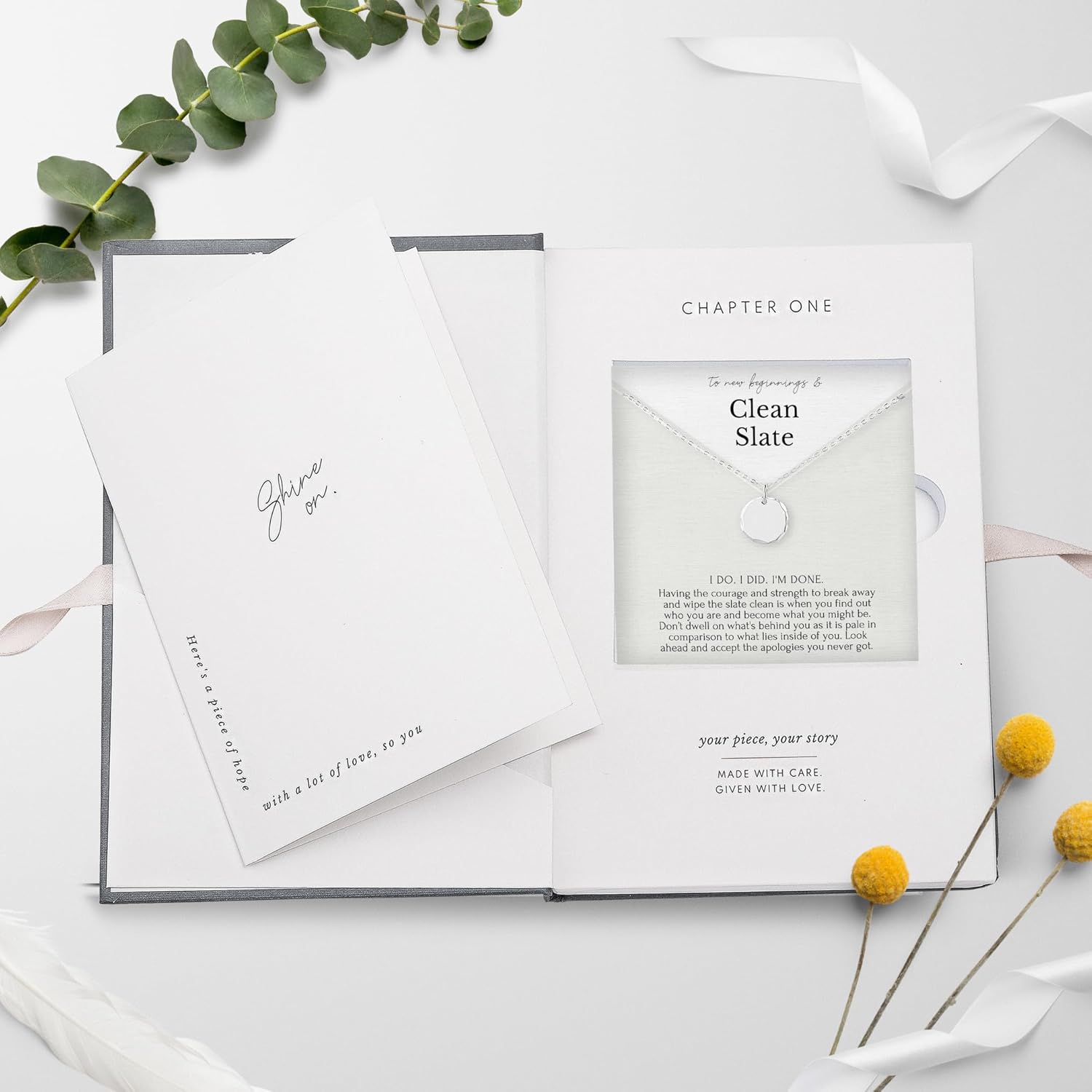 HOPE LOVE SHINE Women's New Beginnings Necklace - 14k Gold Plated Sterling Silver, Healing & Recovery Gift, Adjustable 16+2" Chain - Image 6