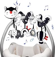 Vista 1 de XIXILAND Juguetes de Coche Musicales para Asiento de Bebé en Negro y Blanco, Juguetes para Bebés, Juguetes para Niños de 0 a 6 Meses, Juguetes