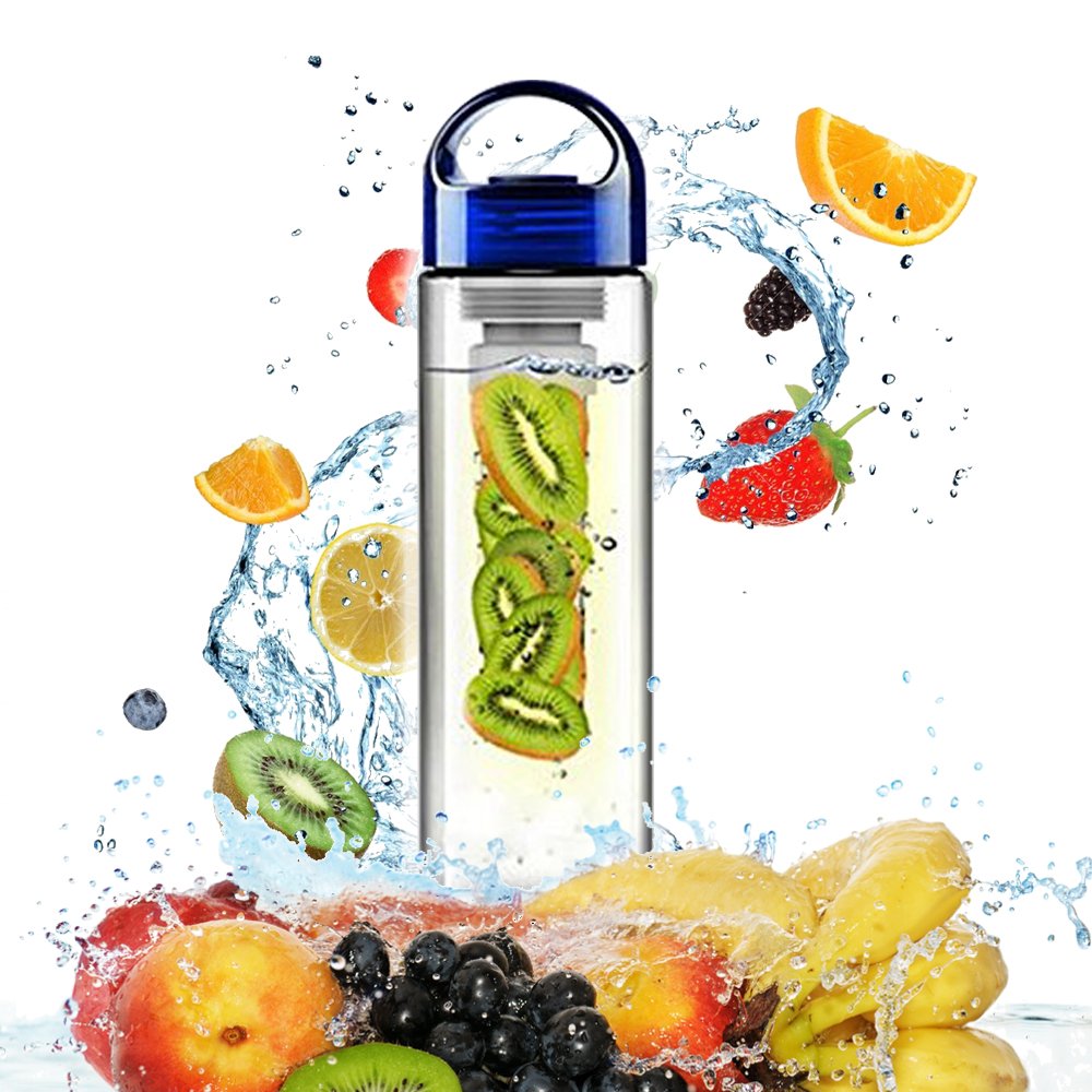 24 Ounce KC Life Essentials KC-01 Sport Water Bottle with Fruit Infuser Brings Flavor to Your Day Natural