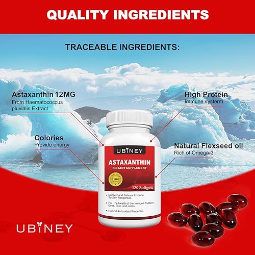 Miniatura 4 de Cápsulas blandas de astaxantina premium de 12 mg, 60 porciones, apoya la salud inmunológica, de la piel, de los ojos y de las articulaciones, sin