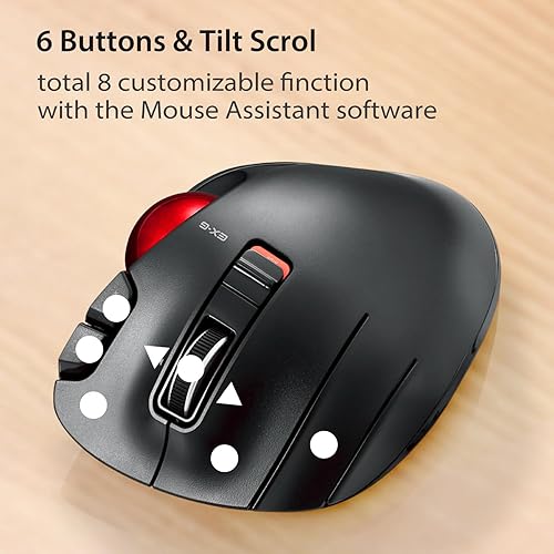 Miniatura 14 de ELECOM EX-G Ratón de Trackball para zurdos, inalámbrico USB de 2.4 GHz, ergonómico, control de pulgar, bola de rodillo de seguimiento, 6 botones