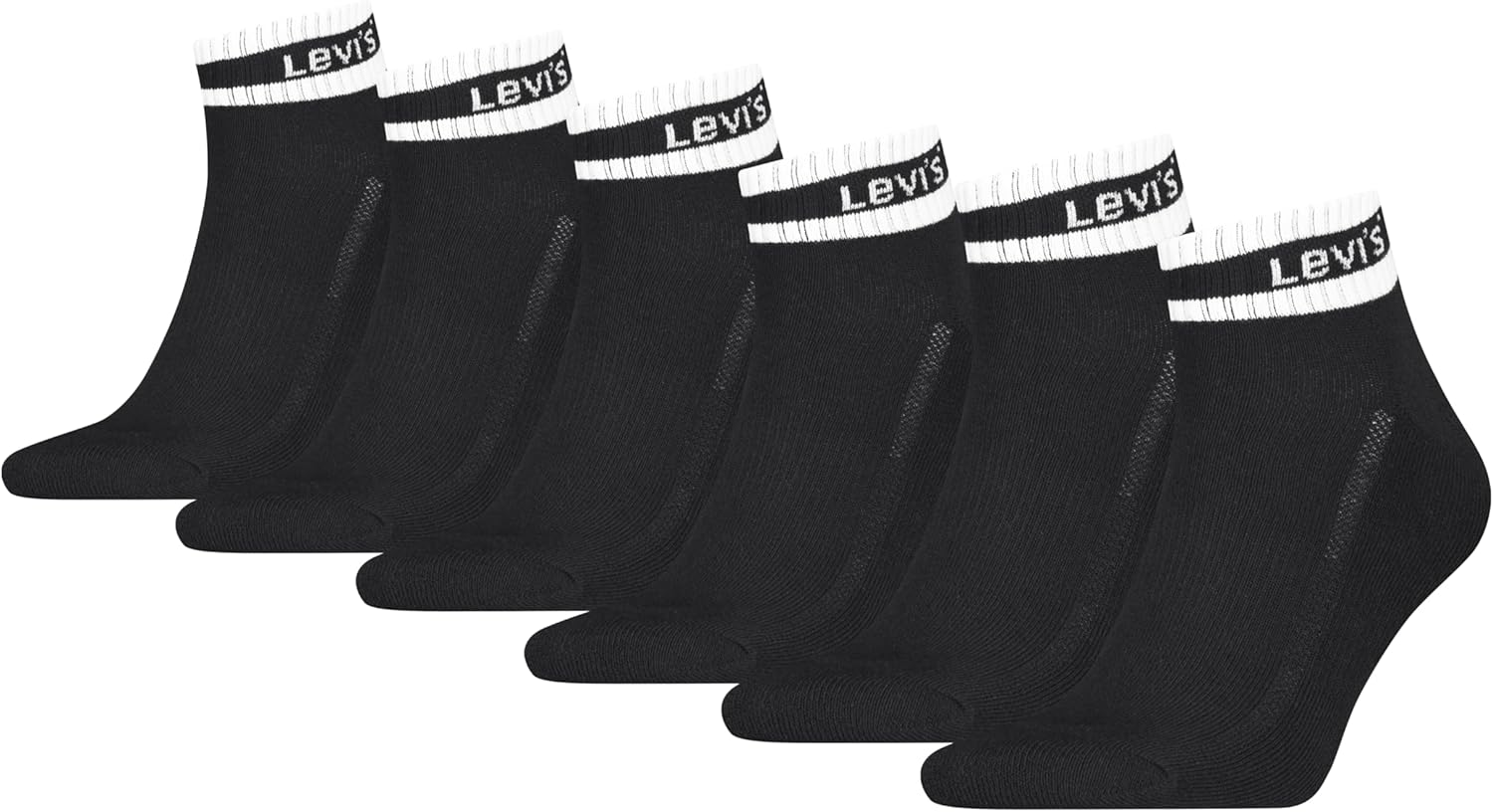 Levi's Men's 6-pack Quarter Crew Socks, Cushioned Footbed, Arch Support & Mesh Ventilation