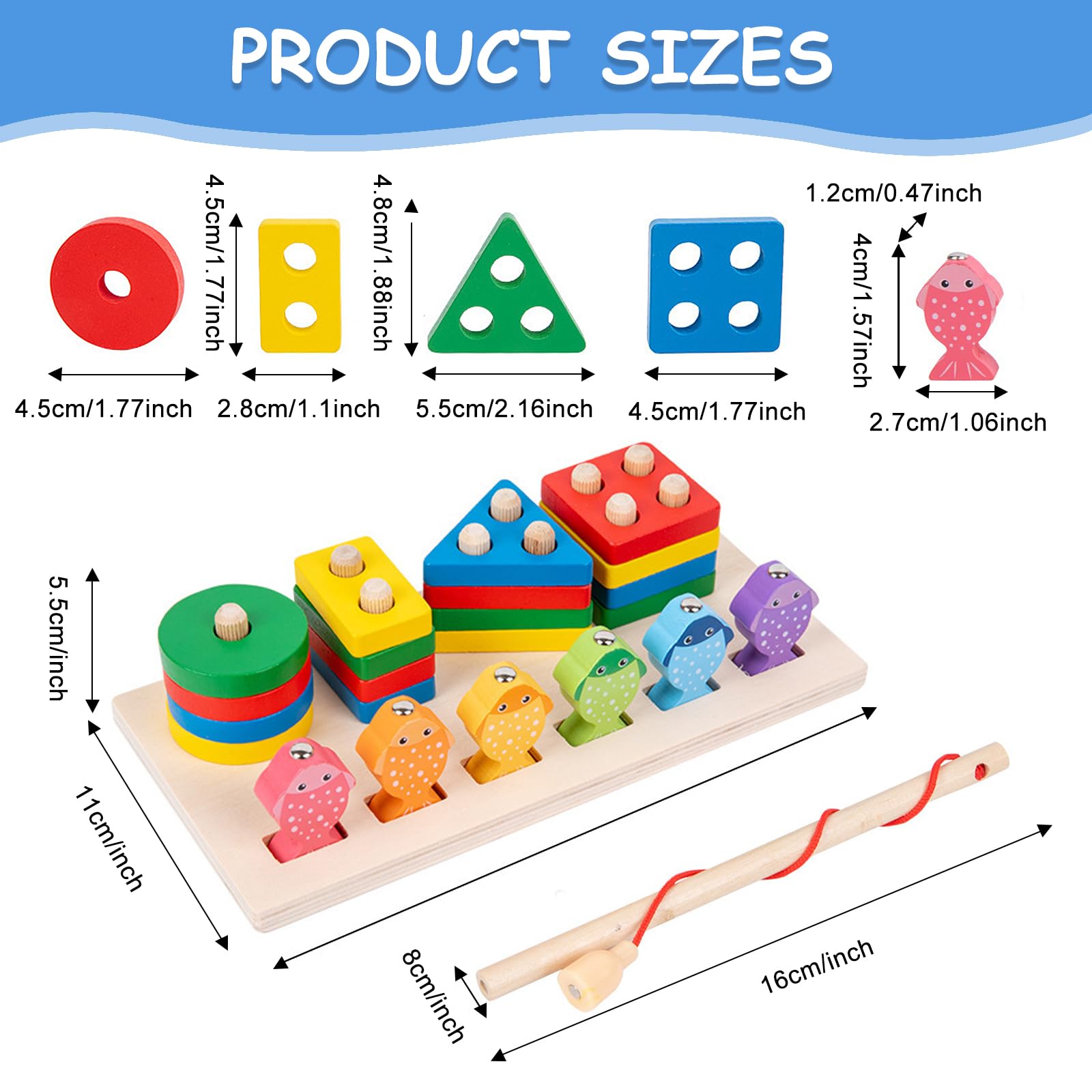 Giocattoli per Bambini Montessori,Giocattoli di Ordinamento e Impilamento in Legno,Forme Geometriche Ordinamento e Impilamento Block Board,Sensoriale Giocattoli,per Bambine e Bambini