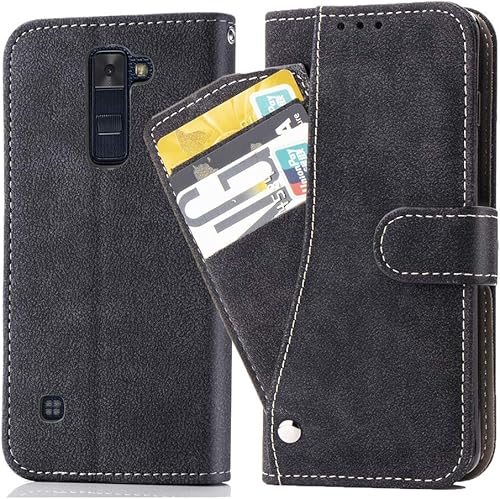 Miniatura 8 de Asuwish Funda tipo cartera para LG Phoenix 2/K8 2016/Escape 3/K350N, funda de cuero de lujo para teléfono con ranura para tarjeta de crédito