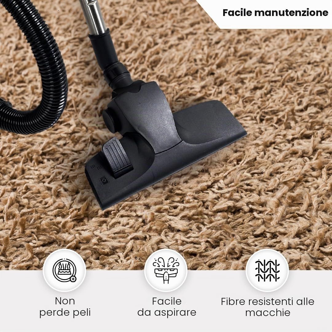 Livabliss Tappeto Shaggy Home Ampio Tappeto Salotto Moderno, Sala da Pranzo, Morbido Tappeti Shaggy per Camera da Letto, Motivo Astratto Berbero Peloso, leggera da Pulire, 120x170 cm Beige Chiaro