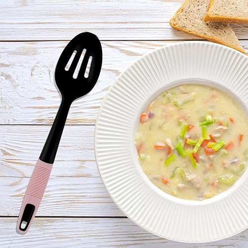 Miniatura 3 de Cuchara ranurada para drenar, cuchara mezcladora, cuchara para untar, silicona resistente al calor y nailon, utensilios de cocina antiadherentes,