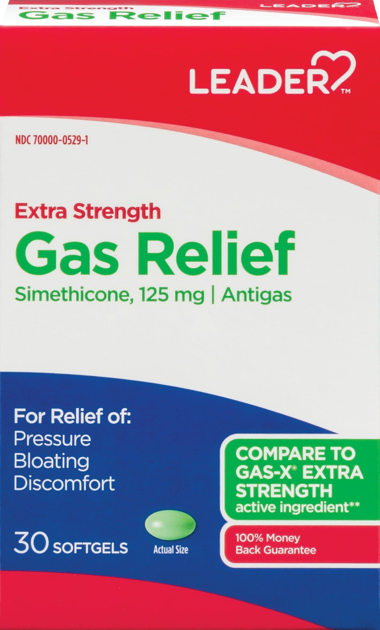 Leader Gas Relief Simethicone 125mg, Antigas Softgels, Relieves from Stomach Discomfort and Gas, Anti Flatulence, Fast Bloating Relief, 30 Softgels — Amazon image 2
