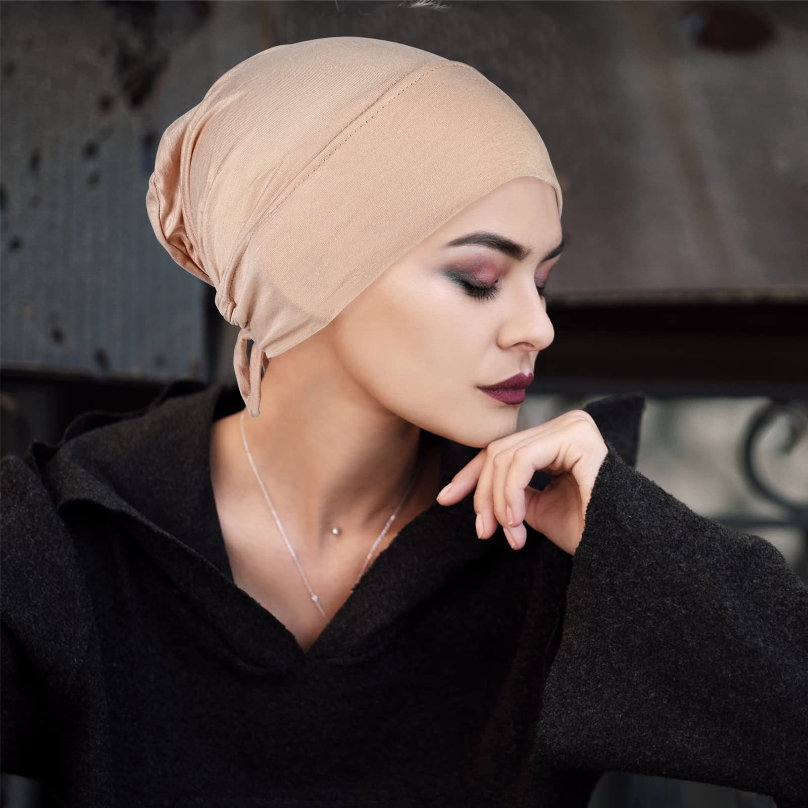 Vegena 6 Stück Frauen Undercap Hijab Muslim Kopftuch Damen Unterschal Elastische Atmungsaktive Unterkappen Turban