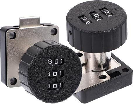 NUOBESTY 2pcs 3-Digit Combination Cabinet Drawer Locks Keyless Locker Lock for File Cabinets and Secret Drawers Black Round Face for Home and Office