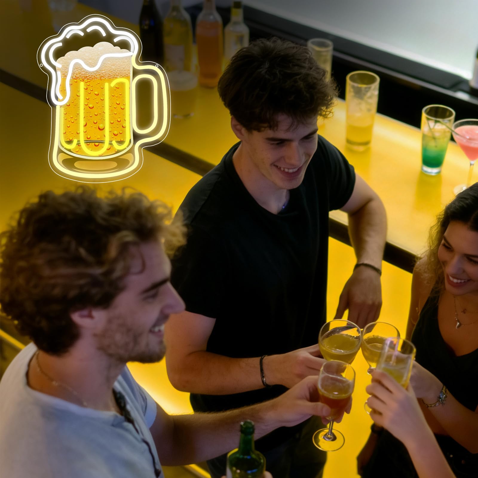 Targa da birra al neon per decorazione da parete, boccale di birra, luce al neon, dimmerabile, per bar, pub, feste, discoteca, casa, pub, regalo