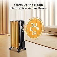 Vista 8 de hykolity 1500W Oil Filled Radiato with Remote, Digital Thermostat,24H Timer Electric Heater with 3 Power & ECO Digital Led Display, Overheat &