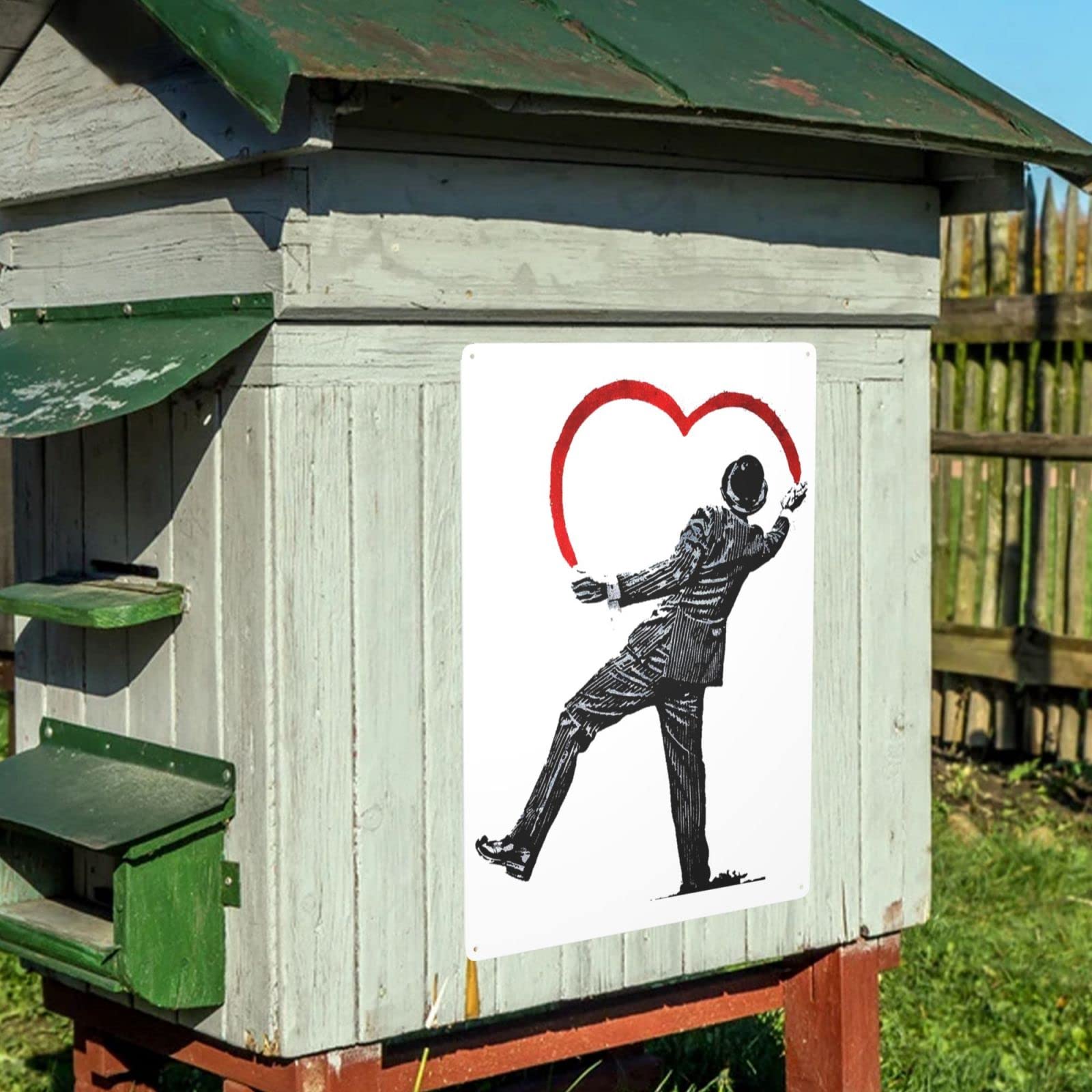 Amazon.co.jp: ブリキ看板 バンクシー Banksy ハート メタルサイン