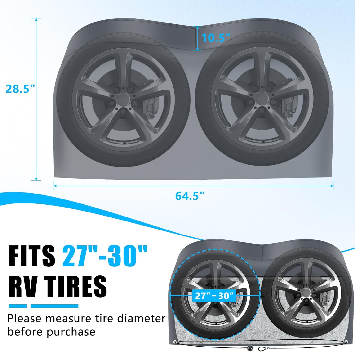 RV Tire Covers, Trailer Tire Covers,Waterproof UV Resistant Trailer Wheel Covers for Camper, SUV, Trucks, Universal All-Round Protective Covers fit Tire Diameters 27''-30'',2 Pack(Gray)