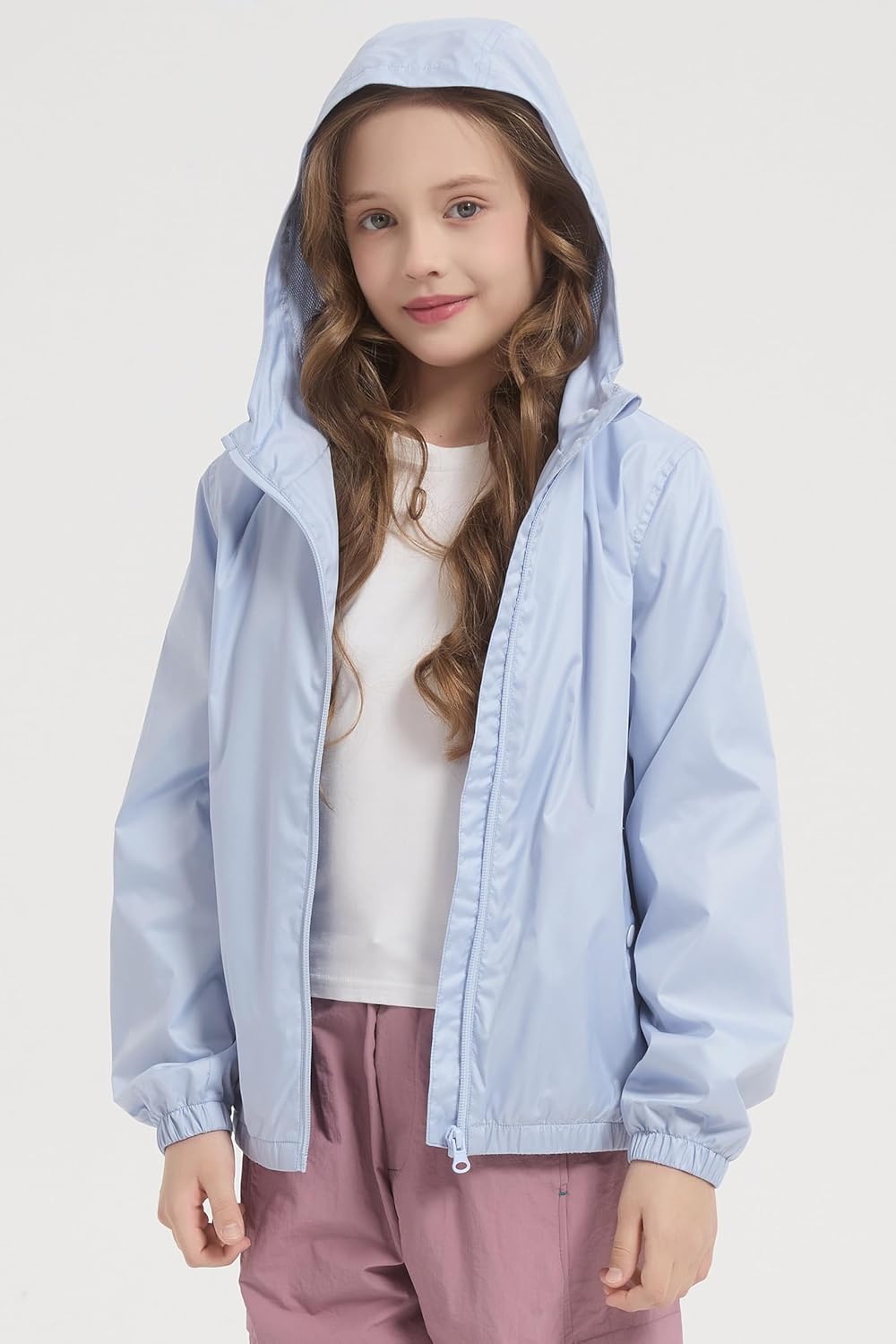 Orolay Girls Lightweight Rain Jacket Boys Hooded Raincoat Toddler Lined Outdoor Windbreaker for Kids