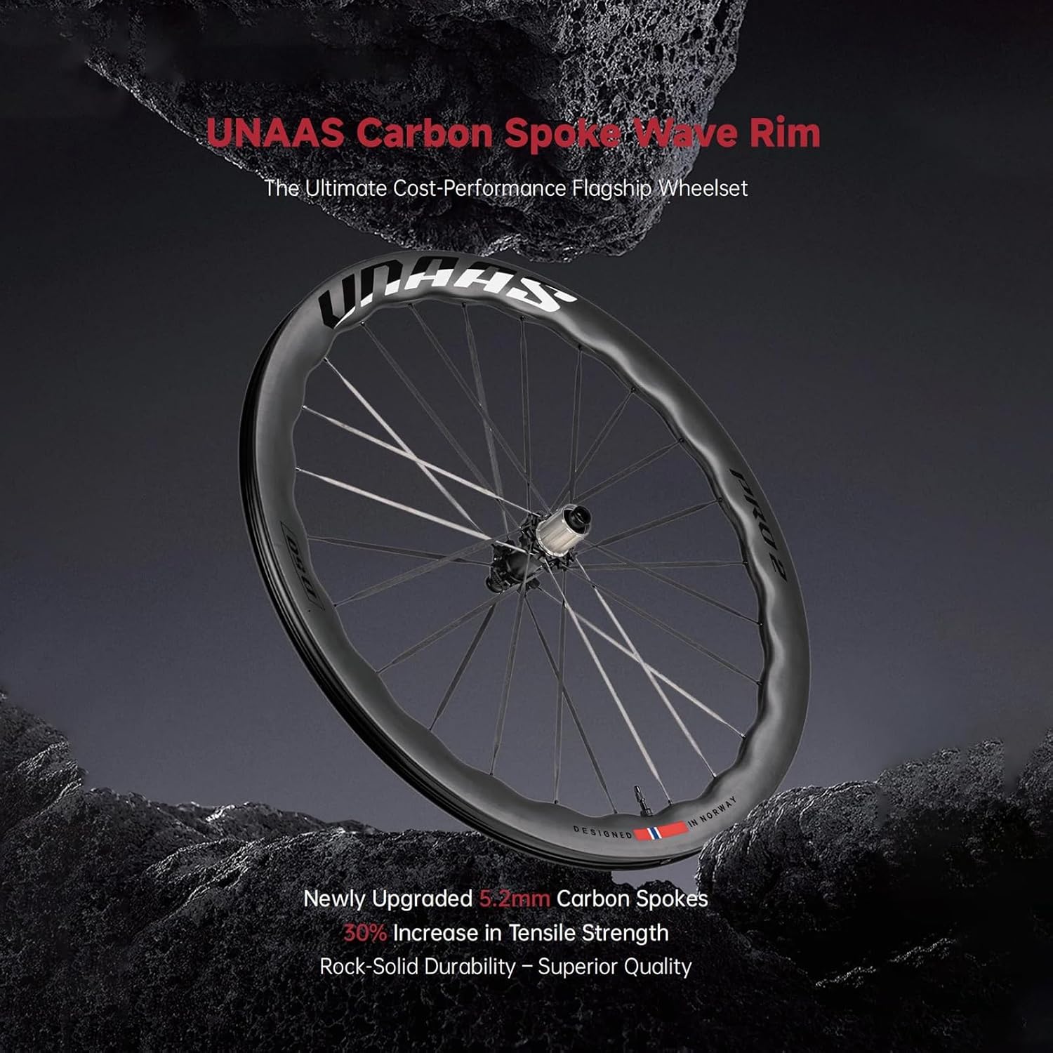 WINSPACE UNAAS PRO2 Carbon Fiber Wheelset 700C Disc Brake Carbon Spokes Wave Rim Ultralight 1430g 45-50mm Depth Road Bike Wheels, Tubeless Ready.