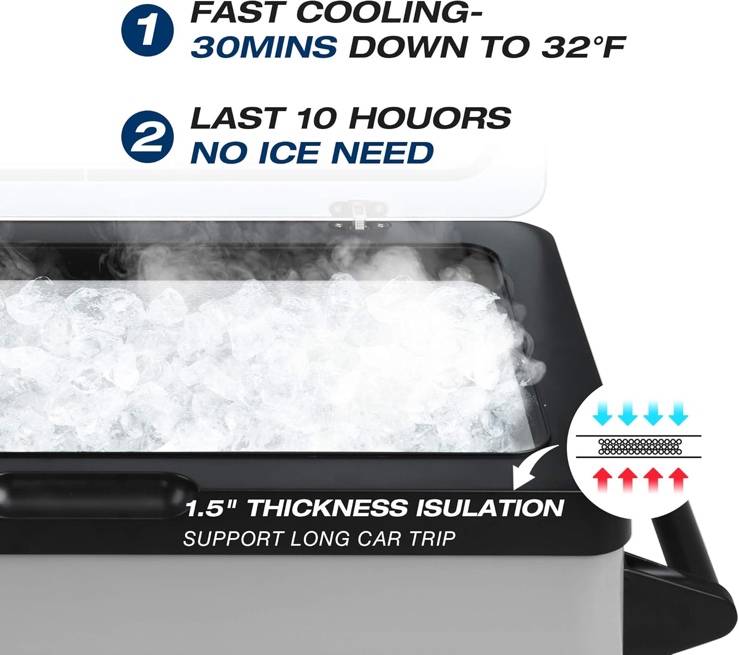 52qt 2 in 1 Portable Refrigerator 12 Volt RV Refrigerator -7.6°F to 68°F, LCD Display & Shockproof for Truck, Van, RV Road Trip, Outdoor, Camping