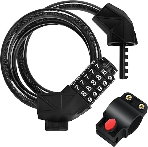 Miniatura 7 de Ebike - Candado de cable para bicicleta eléctrica, bloqueo de cable reajustable de 4 pies para bicicleta eléctrica, scooter eléctrico, motocicleta