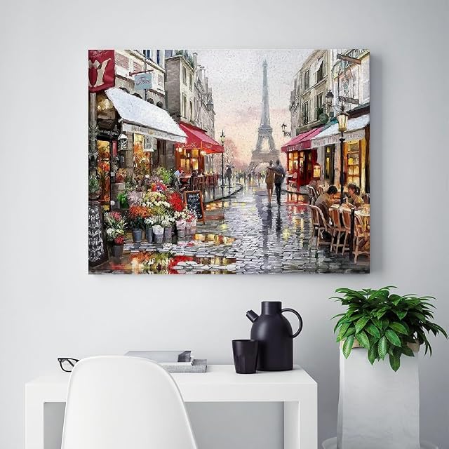 Foto 3 de 7 de NNALEGS Pintar Por Numeros Adultos Con Marco Paisaje Paris 40X50Cm Cuadros Para Pintar Por Numeros Con Lienzo
