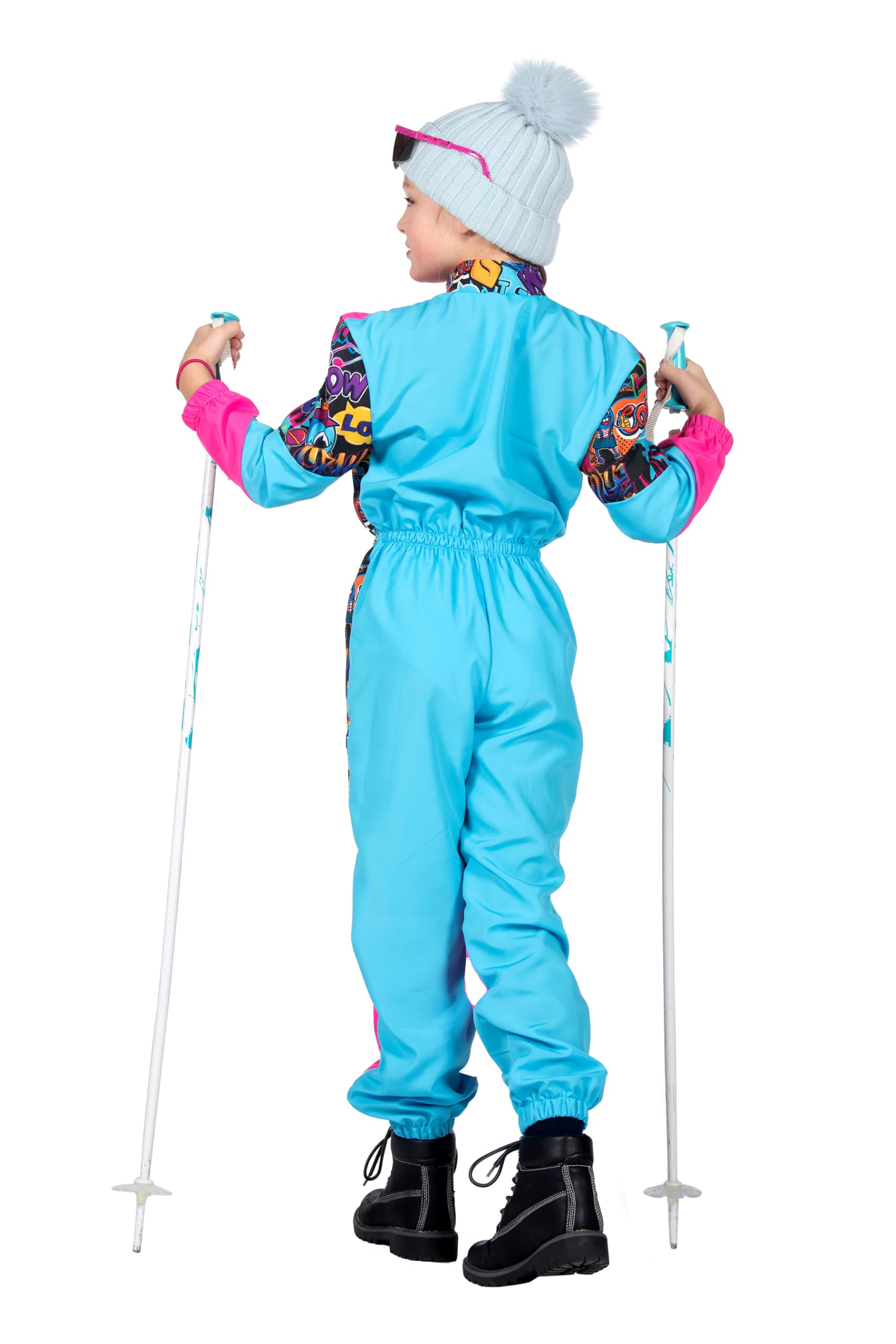 WILBERS & WILBERS 3491 - Costume da bambino tuta da sci retrò con stampa anni '80, tuta da sci sportiva, tuta da neve