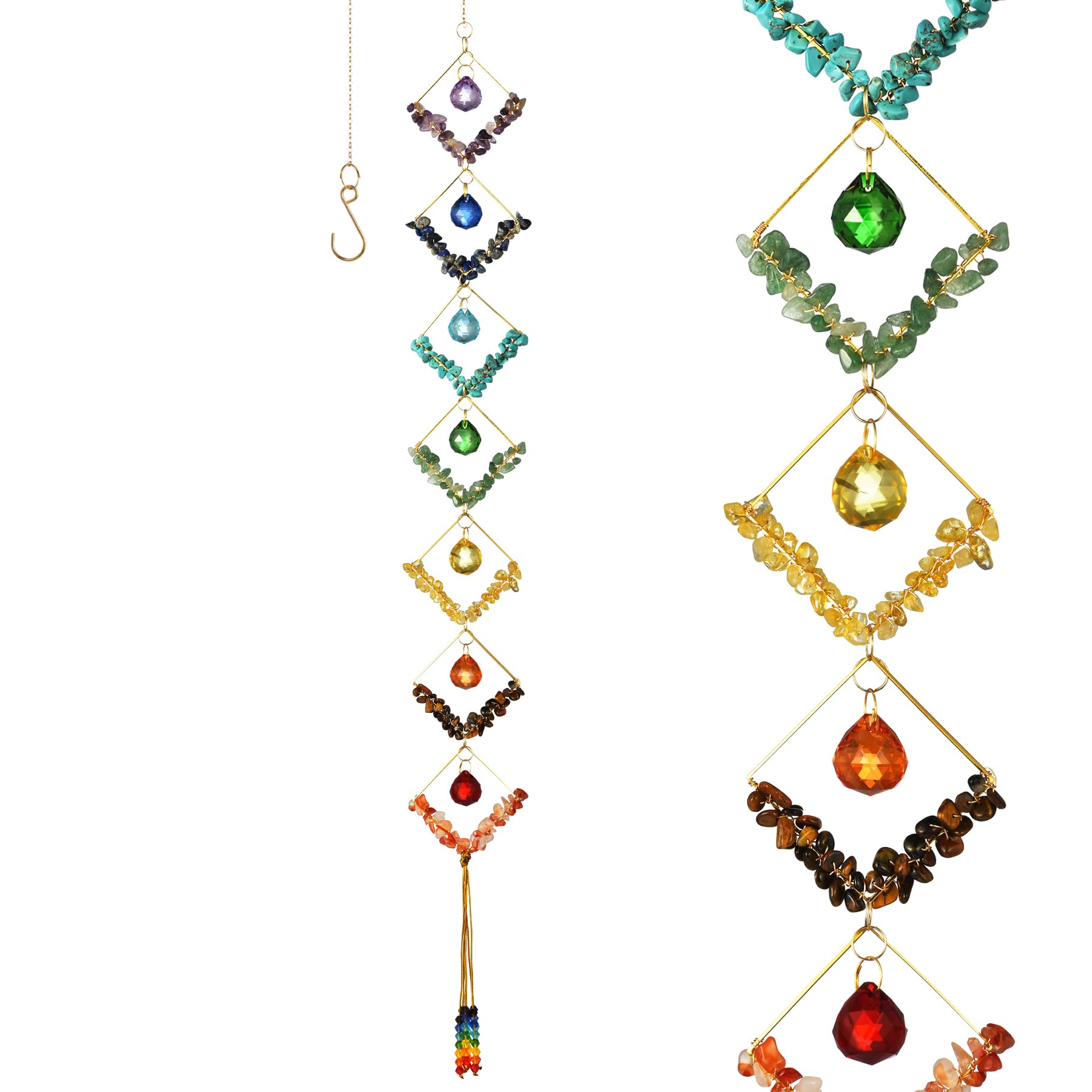 Healing Crystal Energy Decoration, Colorful Natural Gemstone Crystal Light Catcher, Chakra Colored Light Catcher, Birthday Gift, Housewarming Gift,