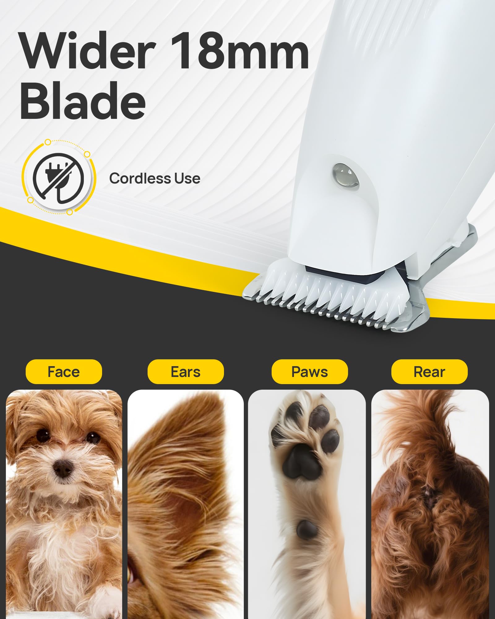 FURBONA Upgraded Dog Paw Trimmer with Digital LED Display & Enhanced Lighting, Cordless 18mm Blade Clippers, 2-Speed - Image 2