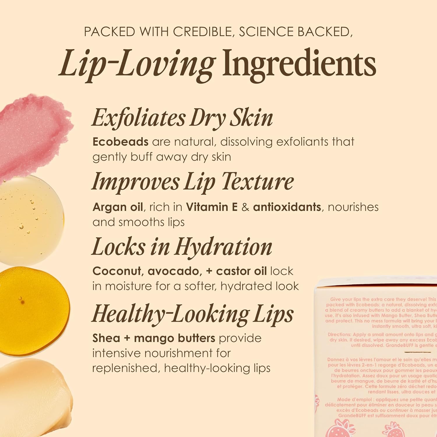 Grande Cosmetics GrandeBUFF Moisturizing Lip Scrub with Mango Butter & Shea Butter - for Smoother, Softer-Looking Lips (0.53 fl oz) - Image 6