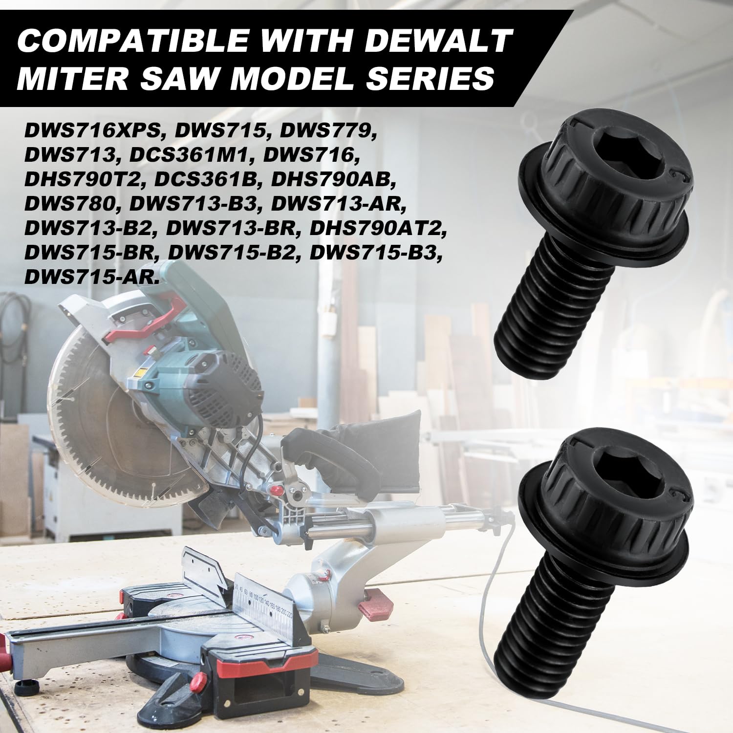 2pz Bulloni per Lame per Seghe Troncatrici, N600011 Bullone di Ricambio per Lame per Seghe Troncatrici Accessori Compatibili con Dewalt Serie di Modelli di Seghe Troncatrici