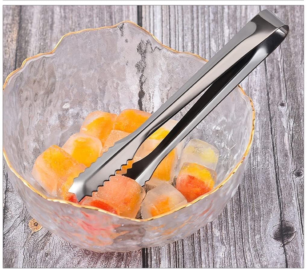 Pinces en Acier Inoxydable Pinces à Glace à Dents sans Bande en Acier Inoxydable Mini S Cubes Clip Hood Tongs 20 * 3.3cm Durable et utile