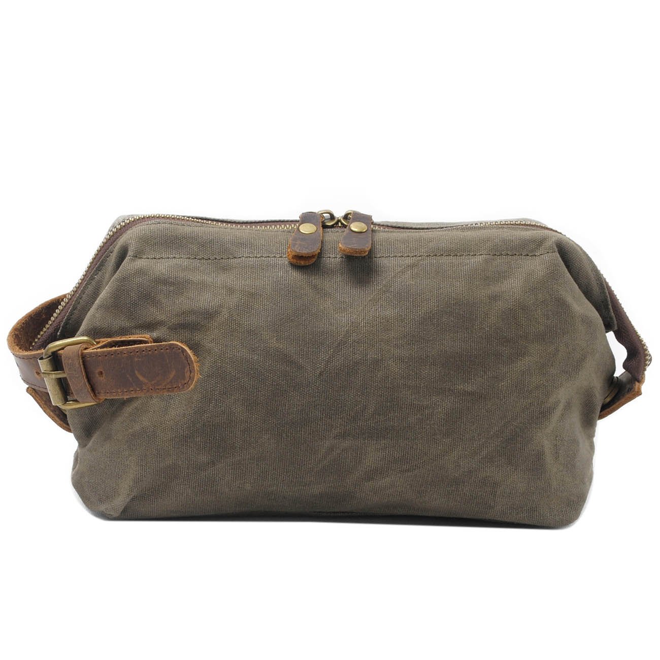 Neuleben Borsa da toilette impermeabile vintage in pelle per donne e uomini Borsa da toilette per viaggi vacanze