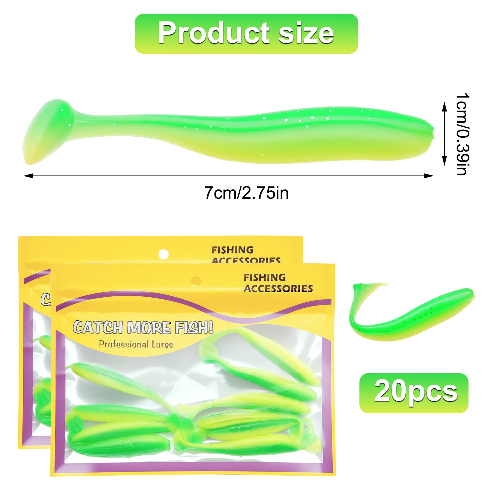 Juego de 20 señuelos de goma para lucioperca, 7 cm/2,15 g, para lucioperca y lucioperca — view 2