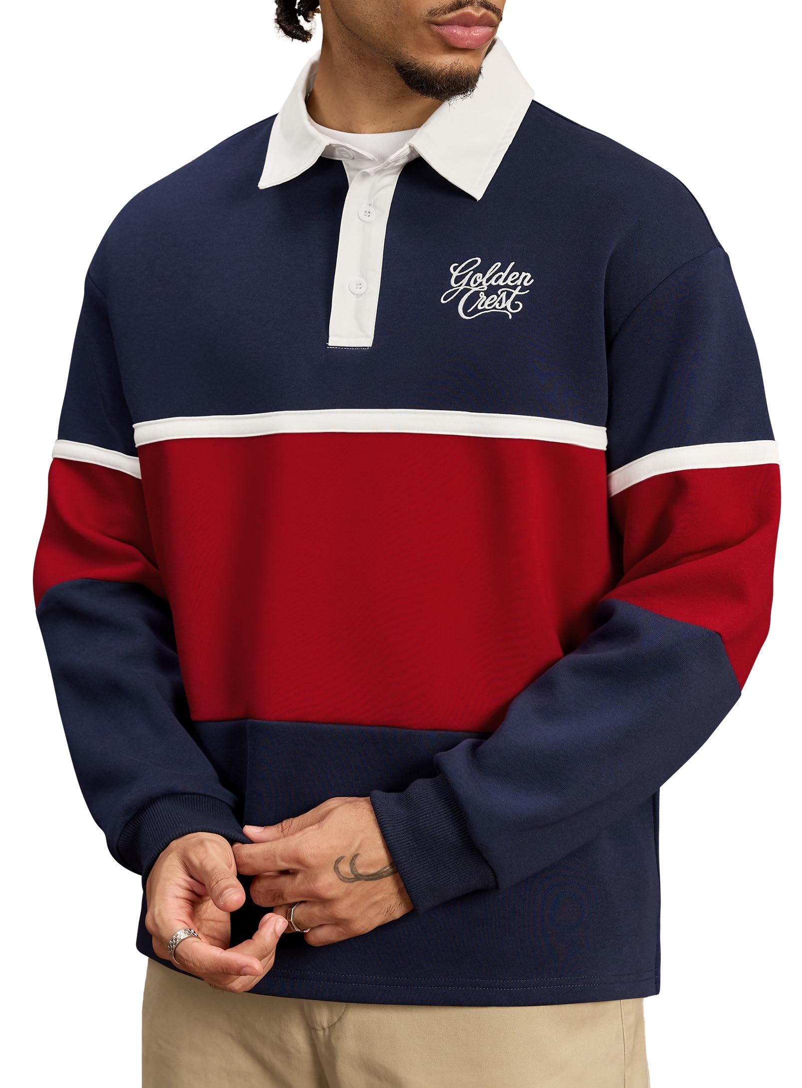 Herberton Mens Rubgy Jersey Polo Oversized Embroidery Shirts | Preppy, Collegiate, Athlei…