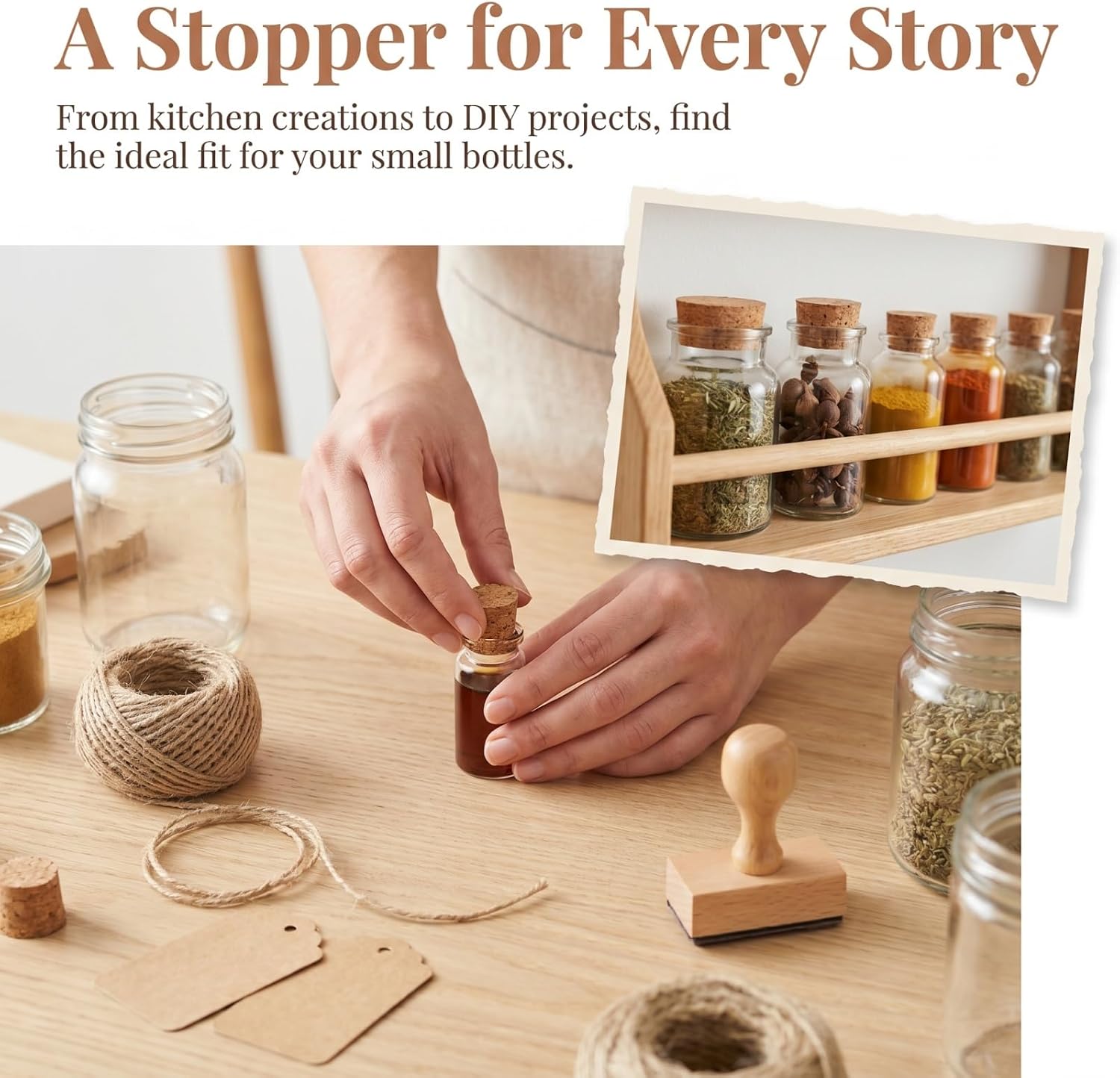 MAGICLULU 100 Pack Tapered Cork Stoppers, 10 Sizes Natural Cork Plugs