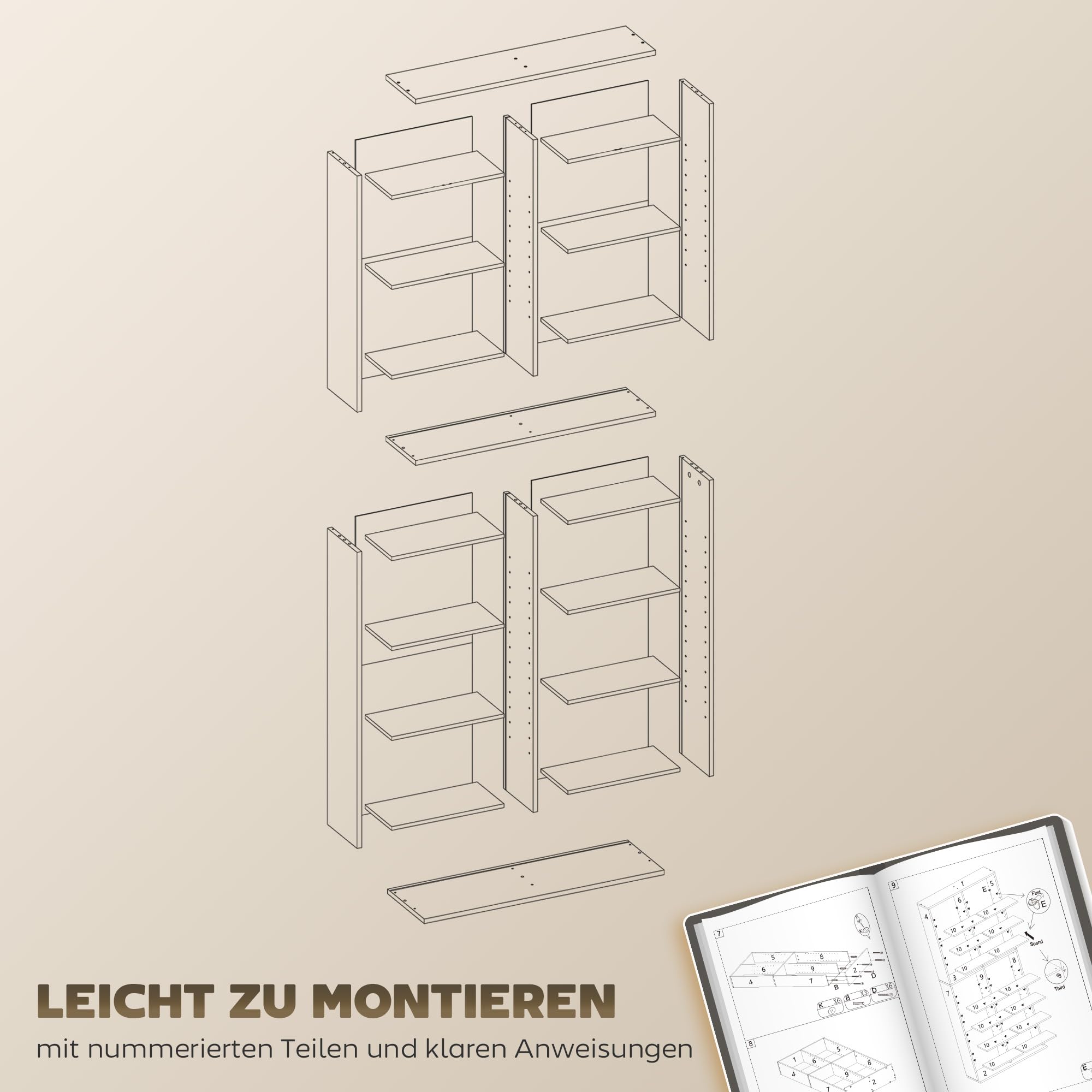 HOMCOM Estantería para CD, DVD y Blu-ray, capacidad para hasta 640 CD, 360 DVD o 430 Blu-rays, estantes ajustables, estantería para salón, 78,5 x 24 x 175 cm, madera natural